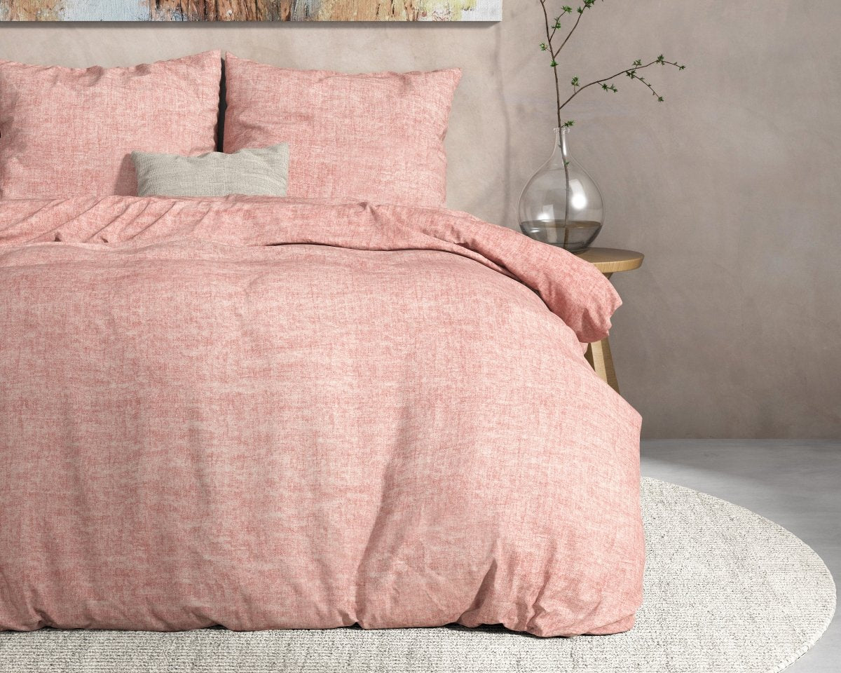 100% Flannel Cotton Duvet Cover Set Leo | Pink | Double - 200cm (W) x 220cm (L) - The Bedding & Blankets Store