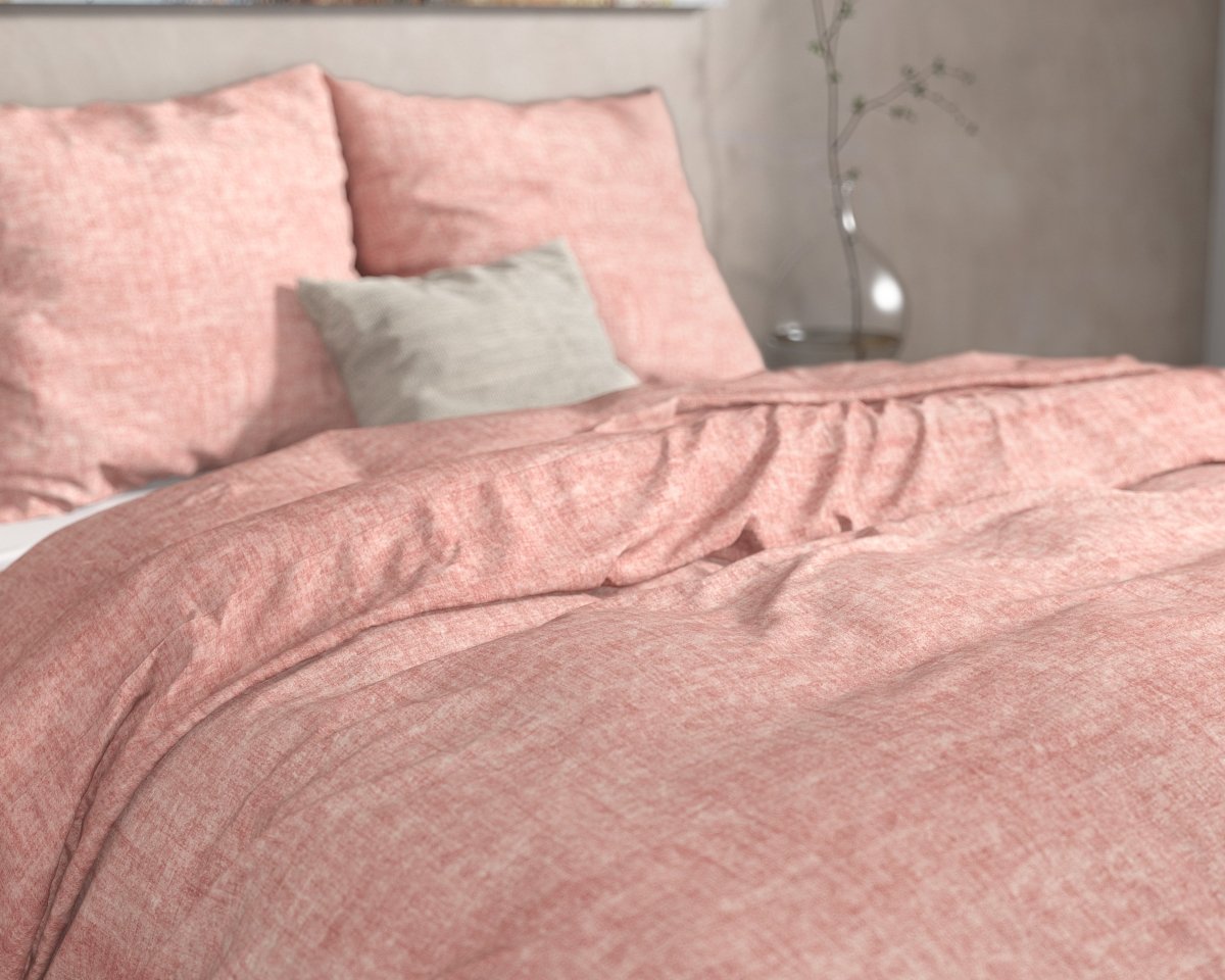 100% Flannel Cotton Duvet Cover Set Leo | Pink | Double - 200cm (W) x 220cm (L) - The Bedding & Blankets Store