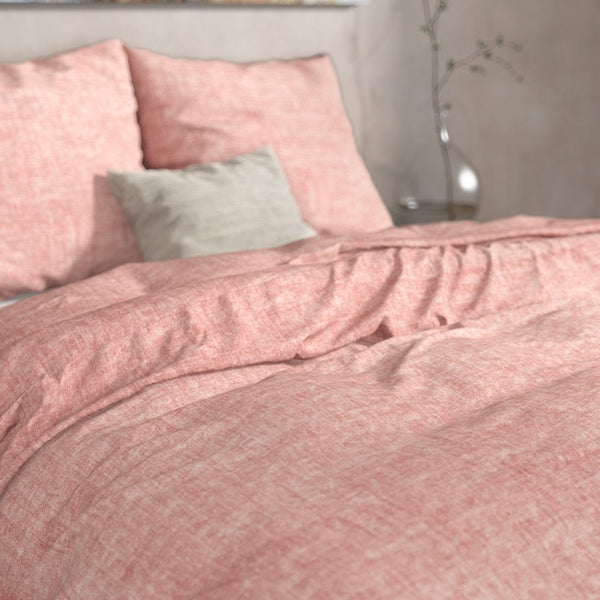100% Flannel Cotton Duvet Cover Set Leo | Pink | Double - 200cm (W) x 220cm (L) - The Bedding & Blankets Store