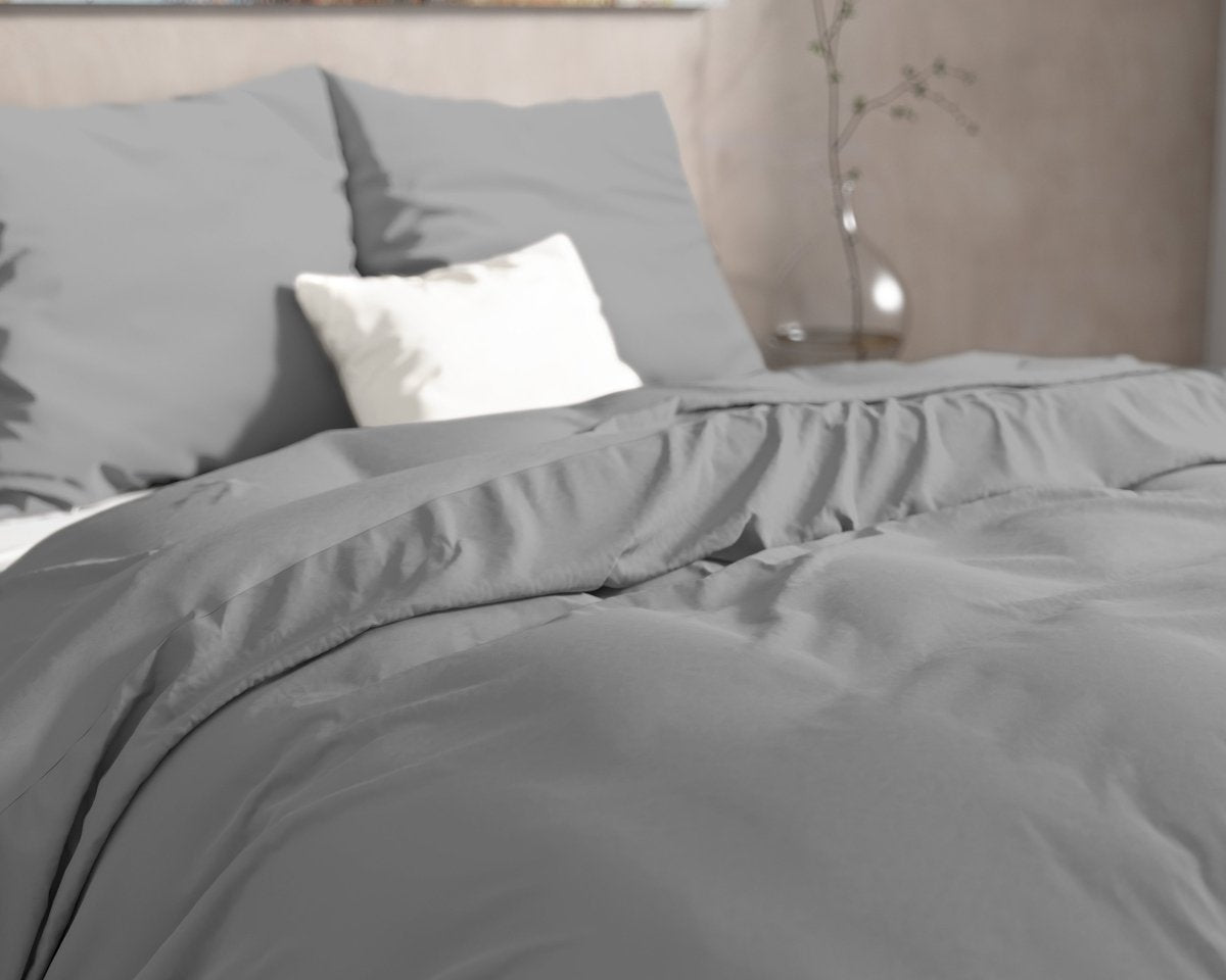100% Flannel Cotton Duvet Cover Set Mendez | Grey | Single - 140cm (W) x 220cm (L) - The Bedding & Blankets Store
