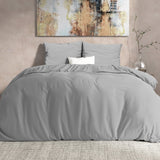 100% Flannel Cotton Duvet Cover Set Mendez | Grey | Single - 140cm (W) x 220cm (L) - The Bedding & Blankets Store
