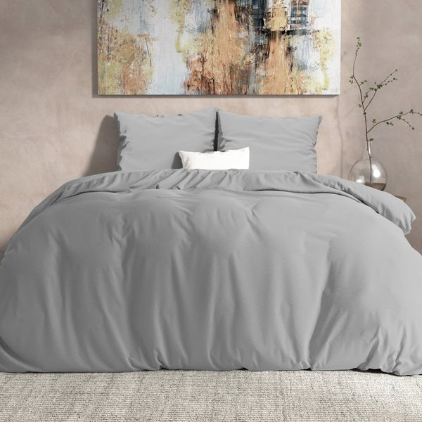 100% Flannel Cotton Duvet Cover Set Mendez | Grey | Single - 140cm (W) x 220cm (L) - The Bedding & Blankets Store