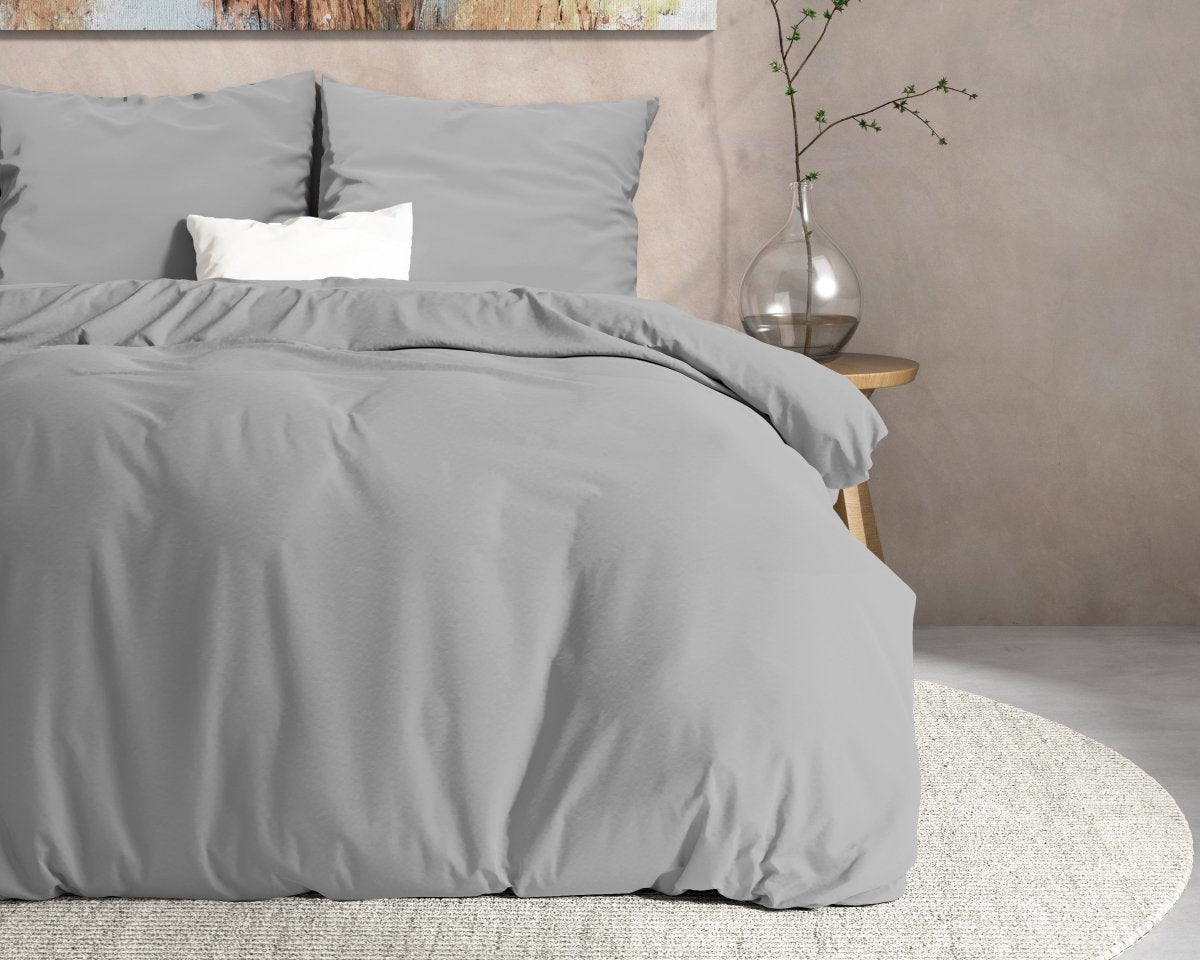 100% Flannel Cotton Duvet Cover Set Mendez | Grey | Single - 140cm (W) x 220cm (L) - The Bedding & Blankets Store