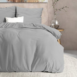 100% Flannel Cotton Duvet Cover Set Mendez | Grey | Single - 140cm (W) x 220cm (L) - The Bedding & Blankets Store