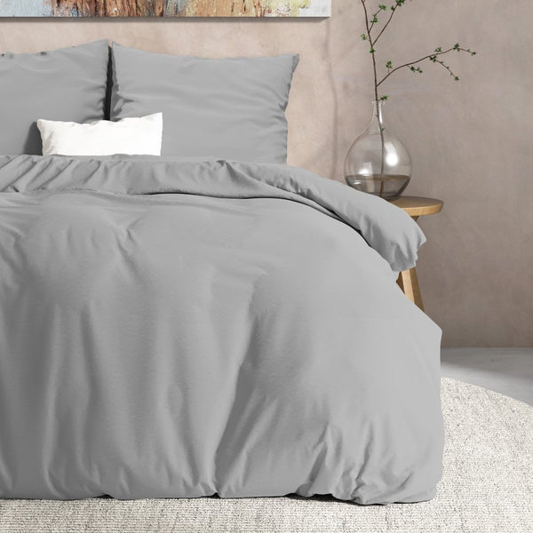 100% Flannel Cotton Duvet Cover Set Mendez | Grey | Single - 140cm (W) x 220cm (L) - The Bedding & Blankets Store