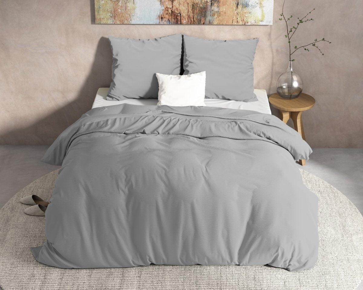 100% Flannel Cotton Duvet Cover Set Mendez | Grey | Single - 140cm (W) x 220cm (L) - The Bedding & Blankets Store