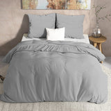 100% Flannel Cotton Duvet Cover Set Mendez | Grey | Single - 140cm (W) x 220cm (L) - The Bedding & Blankets Store