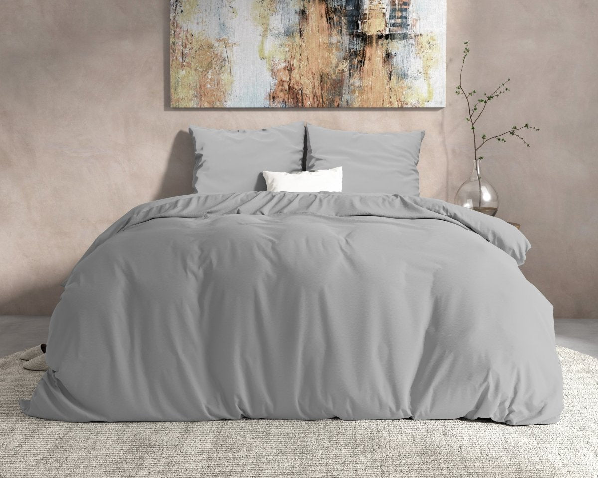 100% Flannel Cotton Duvet Cover Set Mendez | Grey | Single - 140cm (W) x 220cm (L) - The Bedding & Blankets Store