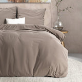 100% Flannel Cotton Duvet Cover Set Mendez | Taupe | Single - 140cm (W) x 220cm (L) - The Bedding & Blankets Store