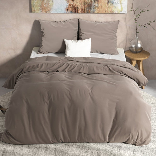 100% Flannel Cotton Duvet Cover Set Mendez | Taupe | Single - 140cm (W) x 220cm (L) - The Bedding & Blankets Store