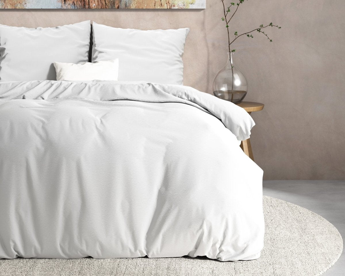100% Flannel Cotton Duvet Cover Set Mendez | White | Single - 140cm (W) x 220cm (L) - The Bedding & Blankets Store