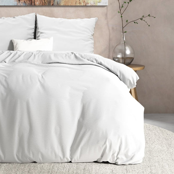 100% Flannel Cotton Duvet Cover Set Mendez | White | Single - 140cm (W) x 220cm (L) - The Bedding & Blankets Store
