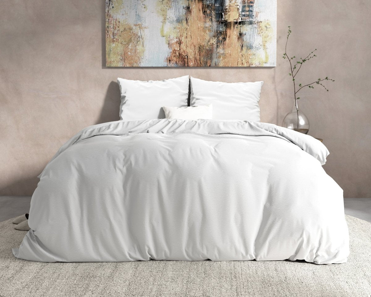 100% Flannel Cotton Duvet Cover Set Mendez | White | Single - 140cm (W) x 220cm (L) - The Bedding & Blankets Store