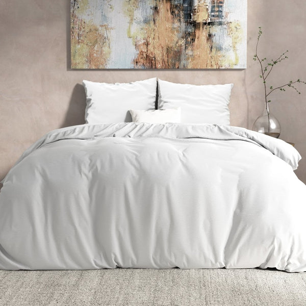 100% Flannel Cotton Duvet Cover Set Mendez | White | Single - 140cm (W) x 220cm (L) - The Bedding & Blankets Store