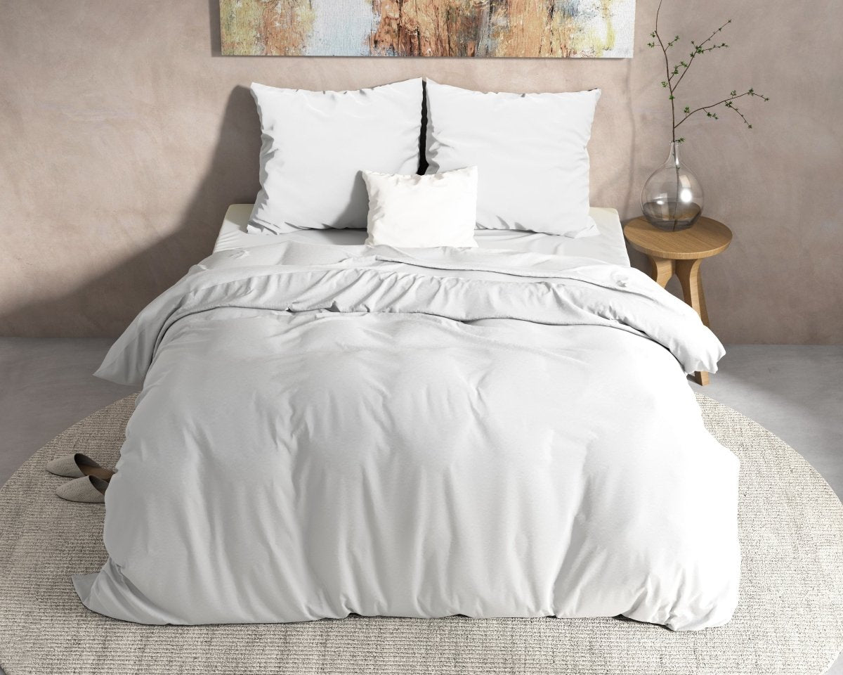 100% Flannel Cotton Duvet Cover Set Mendez | White | Single - 140cm (W) x 220cm (L) - The Bedding & Blankets Store