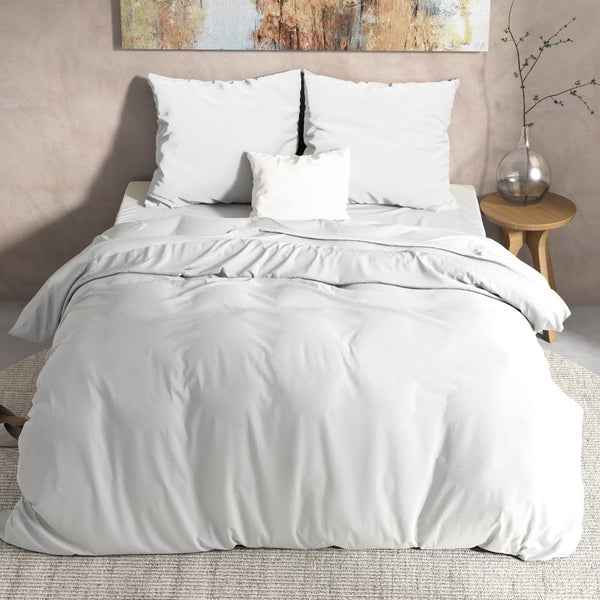 100% Flannel Cotton Duvet Cover Set Mendez | White | Single - 140cm (W) x 220cm (L) - The Bedding & Blankets Store