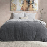 100% Flannel Cotton Duvet Cover Set Quinn | Anthracite | Single - 140cm (W) x 220cm (L) - The Bedding & Blankets Store
