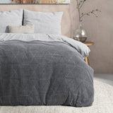 100% Flannel Cotton Duvet Cover Set Quinn | Anthracite | Single - 140cm (W) x 220cm (L) - The Bedding & Blankets Store