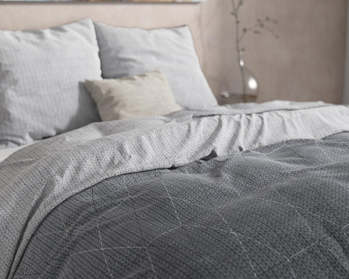 100% Flannel Cotton Duvet Cover Set Quinn | Anthracite | Single - 140cm (W) x 220cm (L) - The Bedding & Blankets Store