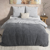 100% Flannel Cotton Duvet Cover Set Quinn | Anthracite | Single - 140cm (W) x 220cm (L) - The Bedding & Blankets Store