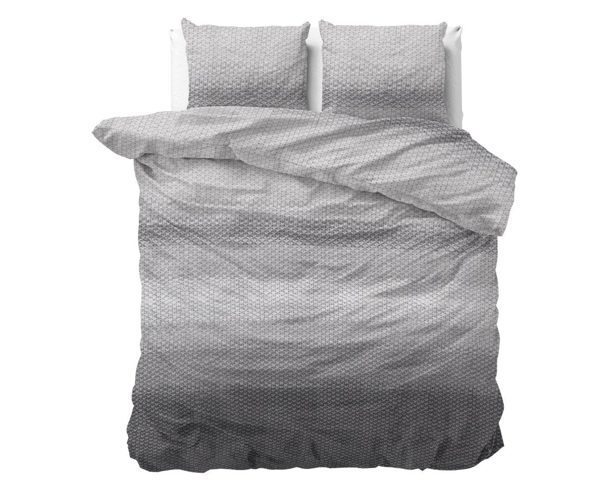 100% Flannel Cotton Duvet Cover Set Tamar | Grey | Double - 200cm (W) x 220cm (L) - The Bedding & Blankets Store