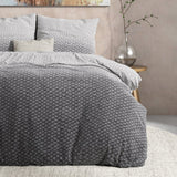 100% Flannel Cotton Duvet Cover Set Tamar | Grey | Double - 200cm (W) x 220cm (L) - The Bedding & Blankets Store