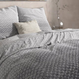 100% Flannel Cotton Duvet Cover Set Tamar | Grey | Double - 200cm (W) x 220cm (L) - The Bedding & Blankets Store