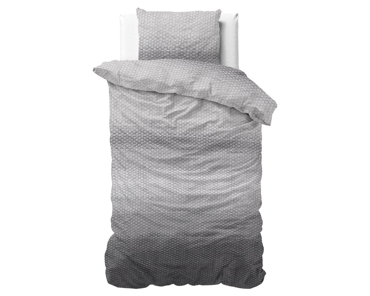 100% Flannel Cotton Duvet Cover Set Tamar | Grey | Single - 140cm (W) x 220cm (L) - The Bedding & Blankets Store
