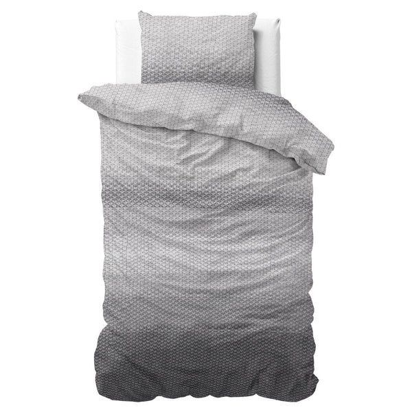 100% Flannel Cotton Duvet Cover Set Tamar | Grey | Single - 140cm (W) x 220cm (L) - The Bedding & Blankets Store