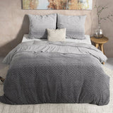 100% Flannel Cotton Duvet Cover Set Tamar | Grey | Single - 140cm (W) x 220cm (L) - The Bedding & Blankets Store