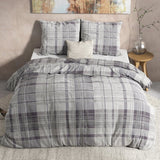 100% Flannel Cotton Duvet Cover Set Theotis | Grey | King - 240cm (W) x 220cm (L) - The Bedding & Blankets Store