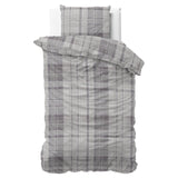 100% Flannel Cotton Duvet Cover Set Theotis | Grey | Single - 140cm (W) x 220cm (L) - The Bedding & Blankets Store