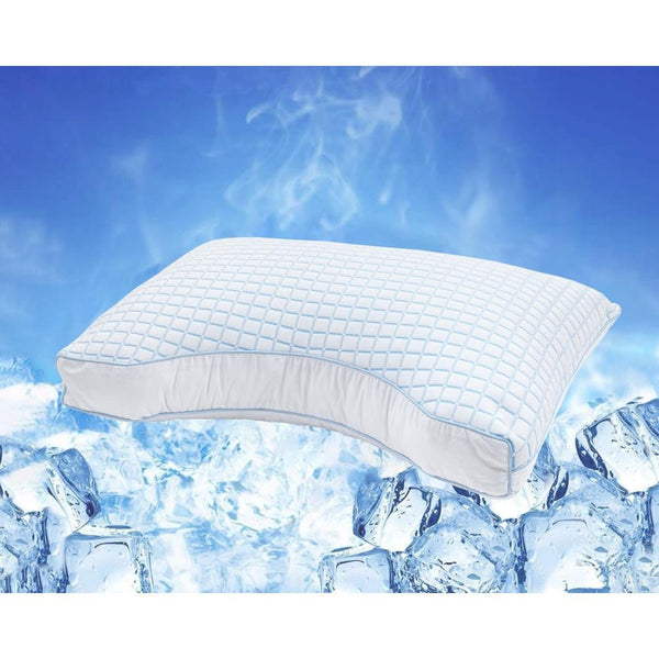 3D Blue Cell Tech Cooling Microgel Neck Support Pillow | White/Blue | 45cm x 65cm - The Bedding & Blankets Store