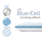 3D Blue Cell Tech Cooling Microgel Pillow | White/Blue | 50cm x 70cm - The Bedding & Blankets Store