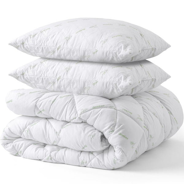 Bamboo Duvet & Pillows Set | White | Single - 140cm (W) x 200cm (L) - The Bedding & Blankets Store