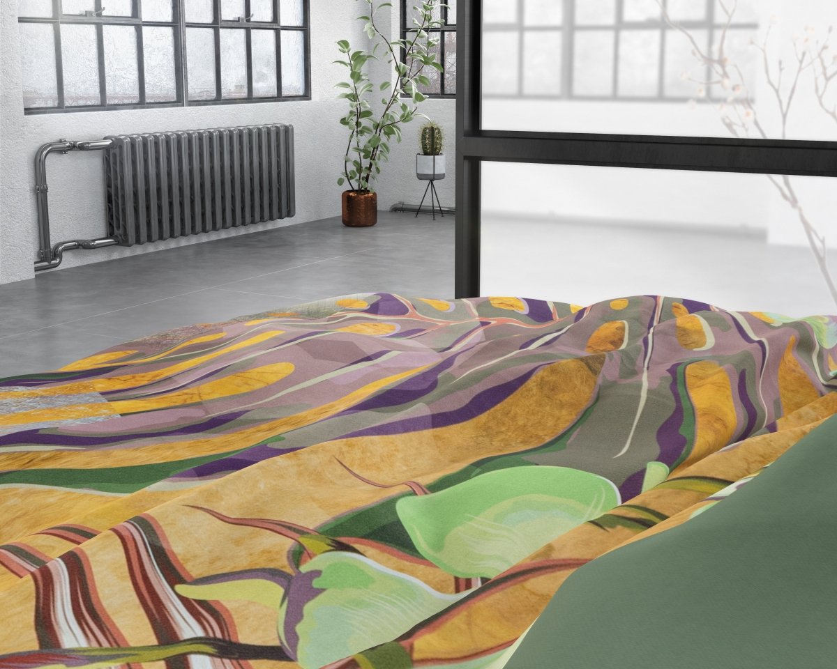 Cotton Satin Duvet Cover Set Nature Fusion | Yellow | Double - 200cm (W) x 220cm (L) - The Bedding & Blankets Store