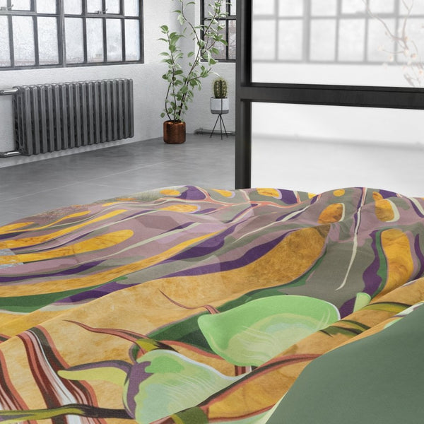 Cotton Satin Duvet Cover Set Nature Fusion | Yellow | Double - 200cm (W) x 220cm (L) - The Bedding & Blankets Store
