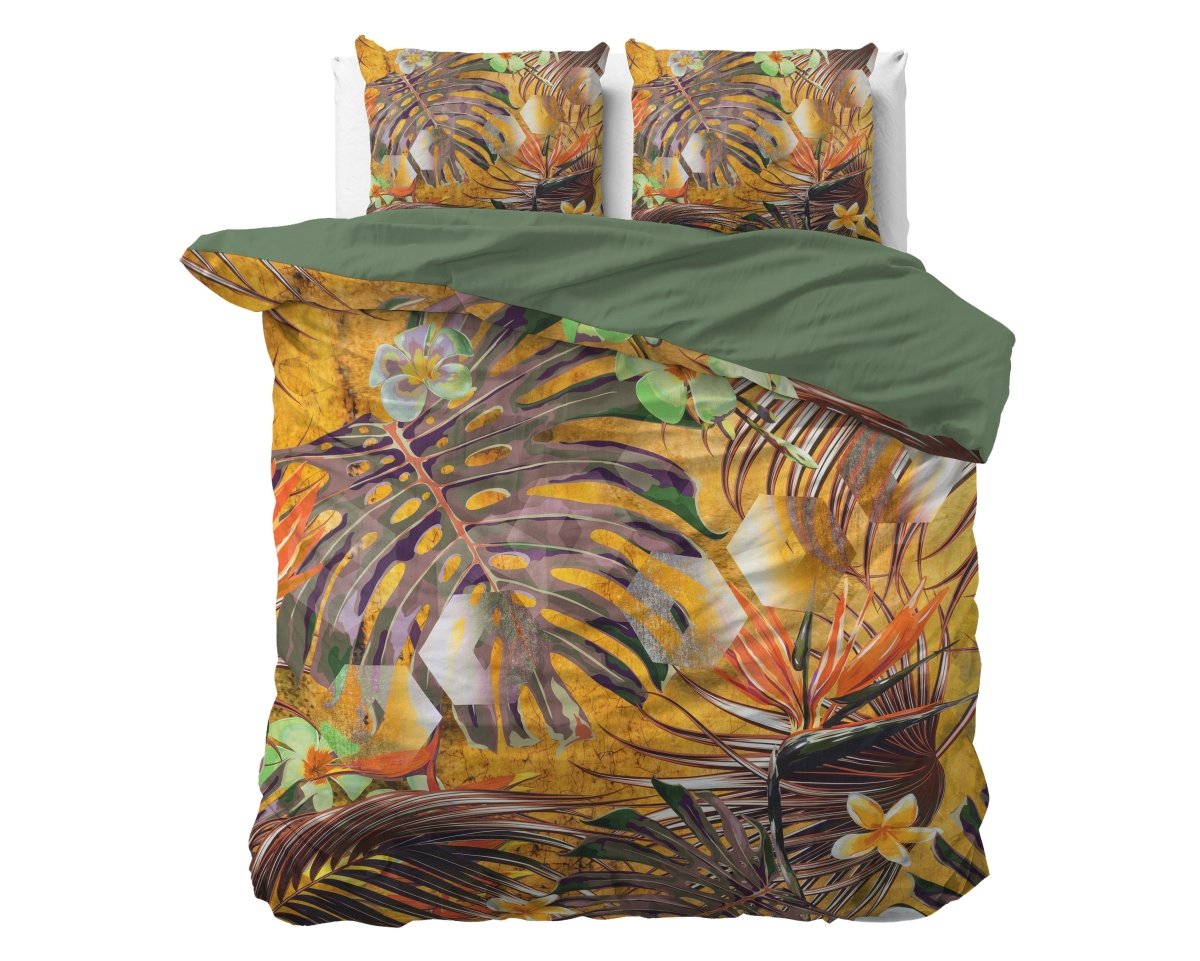 Cotton Satin Duvet Cover Set Nature Fusion | Yellow | Double - 200cm (W) x 220cm (L) - The Bedding & Blankets Store
