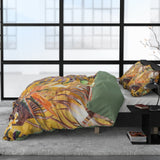 Cotton Satin Duvet Cover Set Nature Fusion | Yellow | Double - 200cm (W) x 220cm (L) - The Bedding & Blankets Store