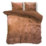 Crushed Velvet & Cotton Duvet Cover Set Crushed Wood | Brown | Double - 200cm (W) x 220cm (L) - The Bedding & Blankets Store