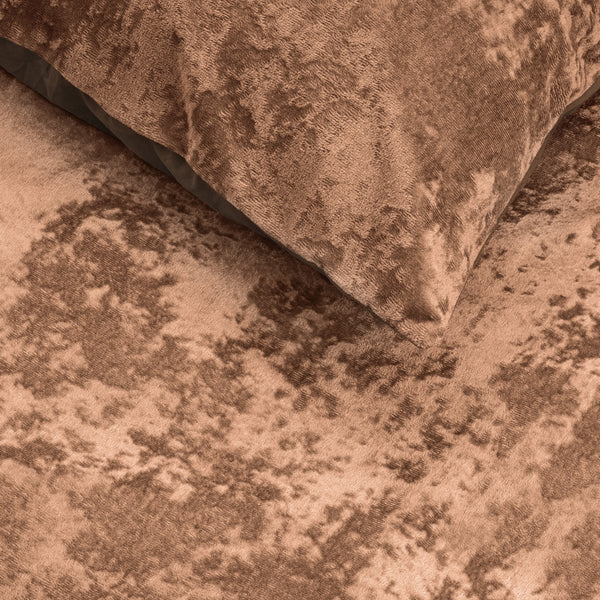 Crushed Velvet & Cotton Duvet Cover Set Crushed Wood | Brown | Single - 140cm (W) x 220cm (L) - The Bedding & Blankets Store