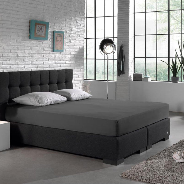Double Jersey 220 GSM Soft Cotton Fitted Sheet | Anthracite Grey | Single 80/100 x 220cm (L) x 40cm (D) - The Bedding & Blankets Store