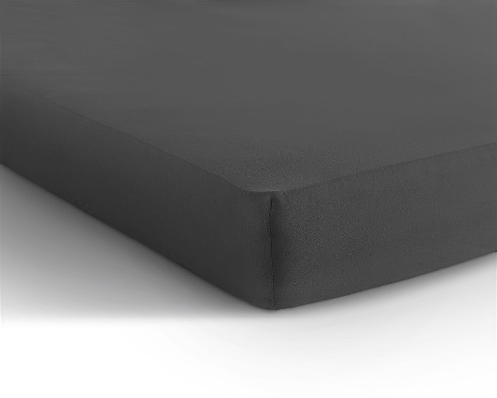 Double Jersey 220 GSM Soft Cotton Fitted Sheet | Anthracite Grey | Single 80/100 x 220cm (L) x 40cm (D) - The Bedding & Blankets Store