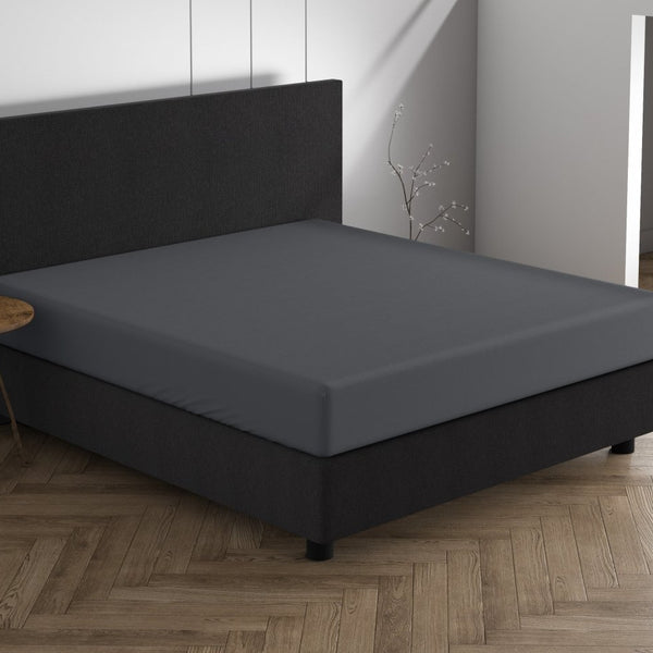 Double Jersey 220 GSM Soft Cotton Fitted Sheet | Anthracite Grey | Single 80/100 x 220cm (L) x 40cm (D) - The Bedding & Blankets Store