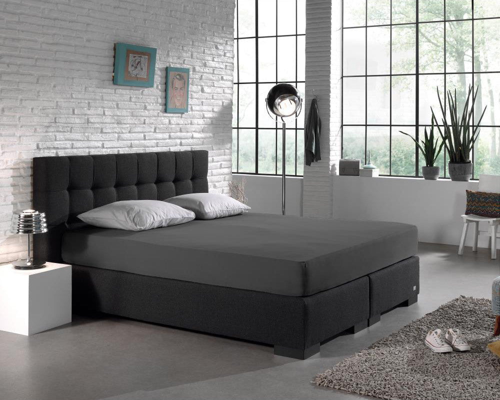 Double Jersey 220 GSM Soft Cotton Fitted Sheet | Anthracite Grey | Single 80/100 x 220cm (L) x 40cm (D) - The Bedding & Blankets Store