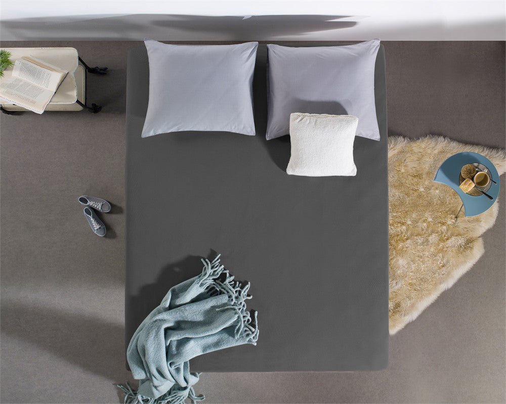 Double Jersey 220 GSM Soft Cotton Fitted Sheet | Anthracite Grey | Single 80/100 x 220cm (L) x 40cm (D) - The Bedding & Blankets Store