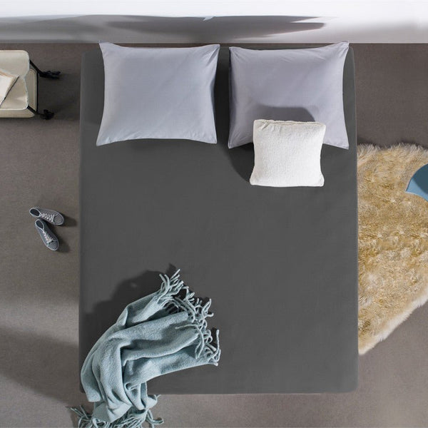 Double Jersey 220 GSM Soft Cotton Fitted Sheet | Anthracite Grey | Single 80/100 x 220cm (L) x 40cm (D) - The Bedding & Blankets Store
