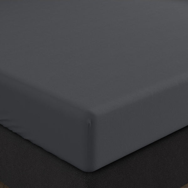 Double Jersey 220 GSM Soft Cotton Fitted Sheet | Anthracite Grey | Single 80/100 x 220cm (L) x 40cm (D) - The Bedding & Blankets Store