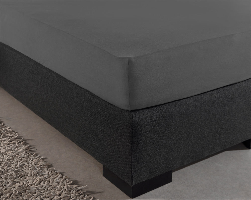 Double Jersey 220 GSM Soft Cotton Fitted Sheet | Anthracite Grey | Single 80/100 x 220cm (L) x 40cm (D) - The Bedding & Blankets Store