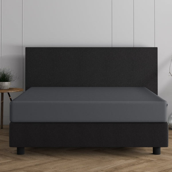 Double Jersey 220 GSM Soft Cotton Fitted Sheet | Anthracite Grey | Single 80/100 x 220cm (L) x 40cm (D) - The Bedding & Blankets Store